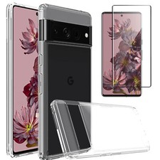For Google Pixel 7 / Pro 7 / 6A Clear Case Cover Tempered Glass Screen Protector