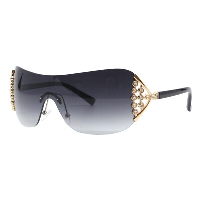 Rimless Rhinestone Sunglasses for Women Metal Polycarbonate UV Protection Womens Rimless Star Rhinestone Jewel Rectangle Wrap Fancy  main image 2
