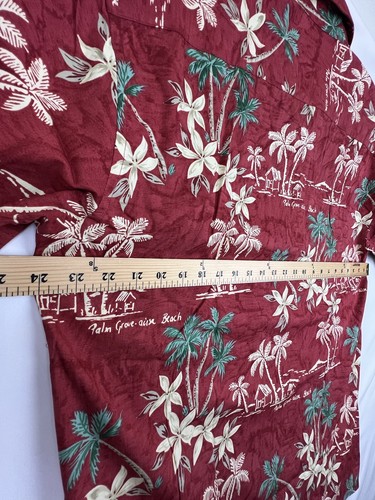 Half Moon Bay Shirt Mens Small Hawaiian Red Short Sleeve Button Palm Trees - Picture 6 of 9
