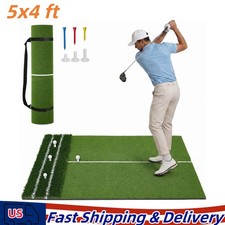 5x4 ft Golf Training Mat Swing Detection Dual Turf Hitting Practice Mat Non-Slip