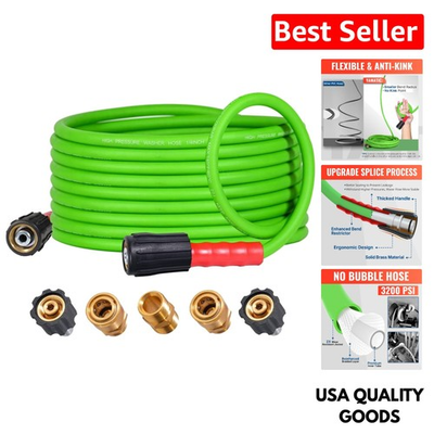 #ad 25FT Super Flexible Pressure Washer Hose Leak Free Kink Resistant Design $45.89