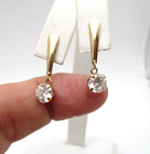 10K Yellow Gold Clear Stone Drop Dangle Earrings 1.3 Gr [E376] — photo 2