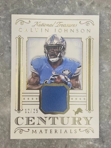 Calvin Johnson 2012 National Treasures Century Materials Game Worn Jersey /25