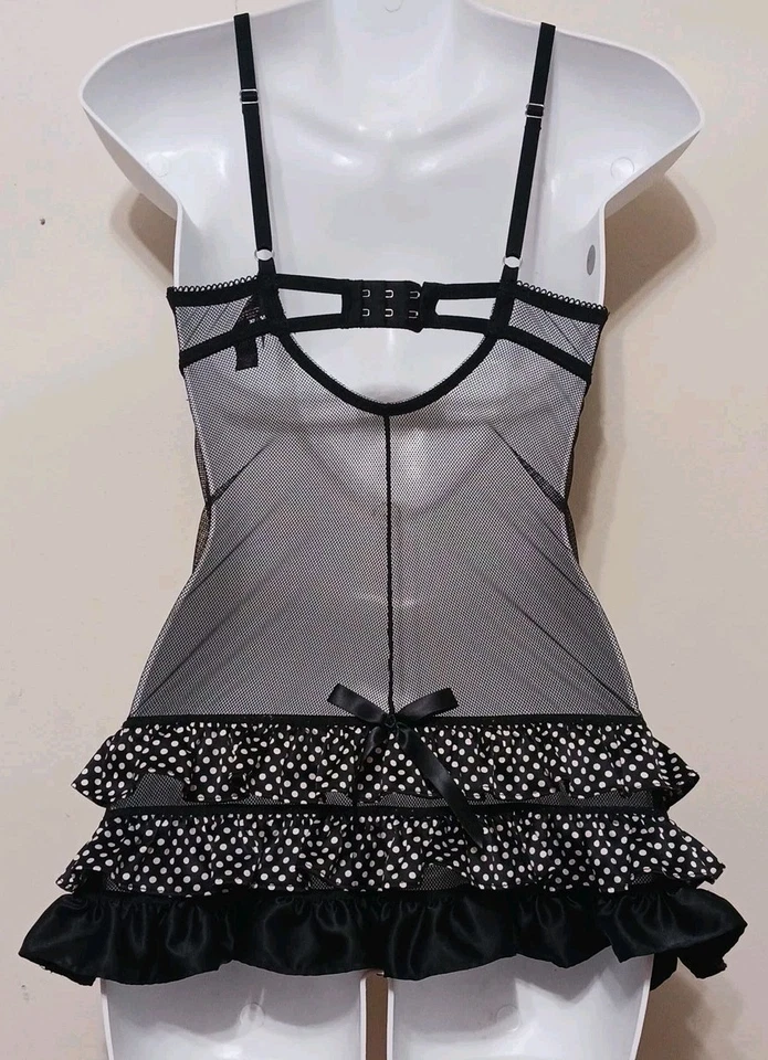 Victoria's Secret 34D Sexy Little Things Babydoll Lencería Blanco y Negro Camisón Foto 2 de 4