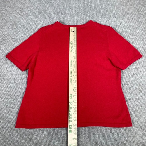 Vintage Valerie Stevens Shirt Womens Size Large Red Two Ply Cashmere Blouse - Picture 8 of 8