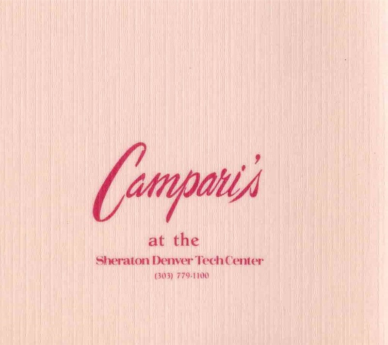 Campari's Italian Restaurant Menu Sheraton Denver Tech Center Hotel Colorado 