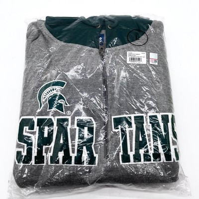 Michigan State Spartans New Unisex Graphite/Forest Green Full Zip Hoodie Size L