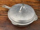 Griswold Cast Iron Hammered #8 DEEP Skillet in Nickel w/ Matching Hinged Lid