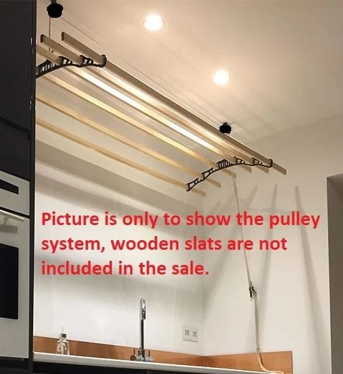 Traditional Kitchen Airer Pulley Dryer Black Kit Only for 6 Laths / Slats Option - Image 4 of 4