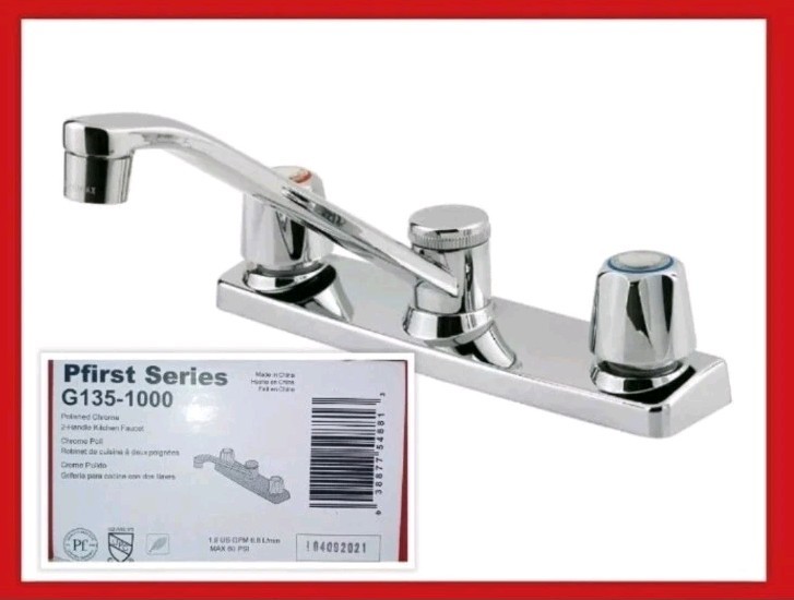 Pfister G135-1000 Pfister Pfirst Series 2 Handle Kitchen Faucet Polished Chrome