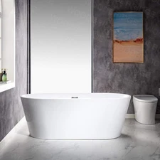 67 inch Acrylic Glossy White Finish Freestanding Tub Long Lasting Bathroom Tub