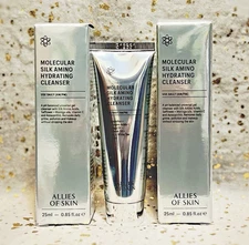 2x~Allies Of Skin~Molecular Silk Amino Hydrating Cleanser~25ml / 0.85 fl oz~NIB~