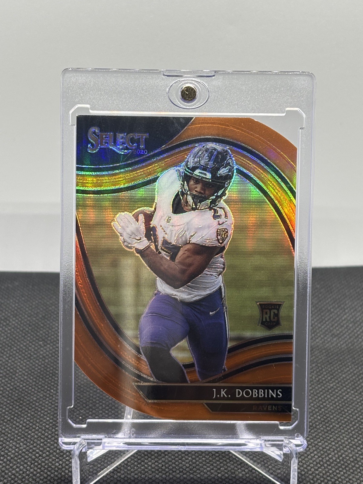 JK Dobbins 2020 Panini Select Field Orange Prizm Die Cut Ravens #352