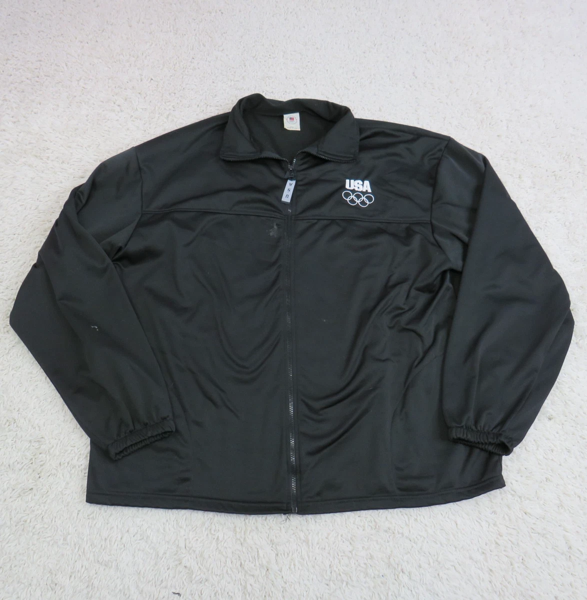 Veste De Survêtement USA Olympic – Noire, Taille XL Homme, Anneaux Olympiques Brodés