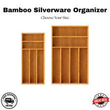 Bamboo Silverware Organizer  Kitchen Drawer Cutlery Tray  Choose Size