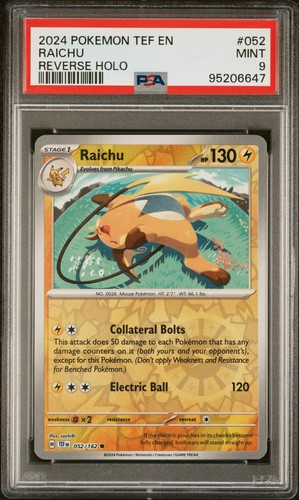 PSA 9 RAICHU 052 REVERSE HOLO TEMPORAL FORCES Pokemon