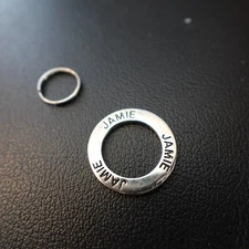 Jamie Personalized Charm Silver Tone Circle Ring Engraved Name Gift