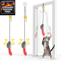 Katzenspielzeug 2Er Pack Interaktiv HäNgend Quietschball Mit Federschwanz