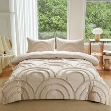 MEILA Washed Microfiber Duvet Cover Set King Size, Tufted Arch Design 3 Piece...
