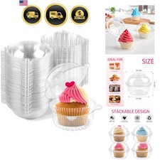 100 Pack Individual Cupcake Containers, Clear...