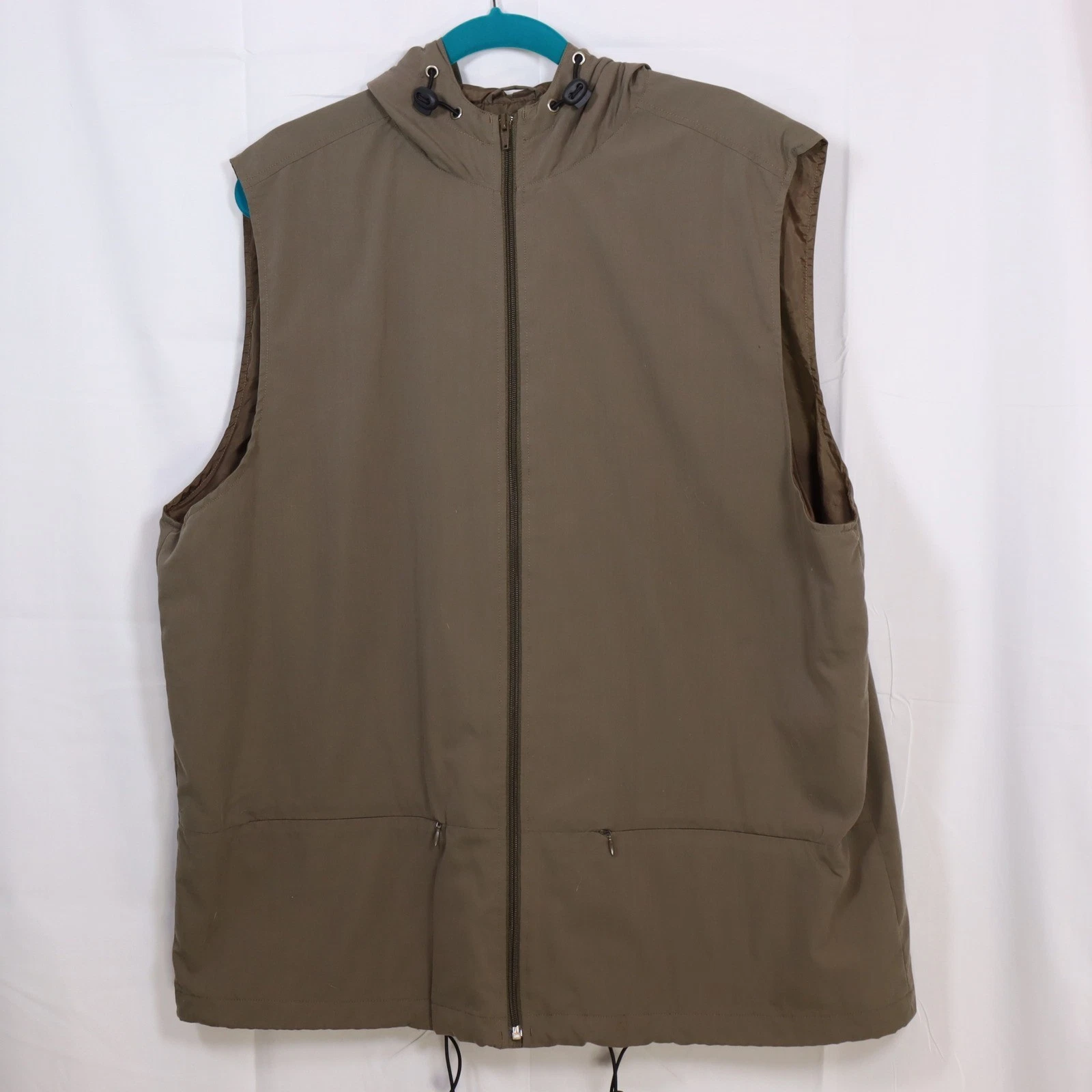 Surveyor Collection Hooded Vest Mens XL Brown Full Zip Cotton Blend Gorpcore