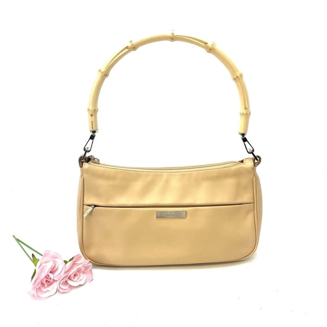 Sac à main bandoulière Gucci bambou argent GG toile FQ180 #PGC0WS