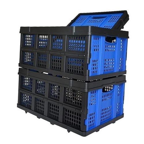 Foldable Plastic Storage Crates – Stackable & Collapsible Baskets, 1.73 3 pack