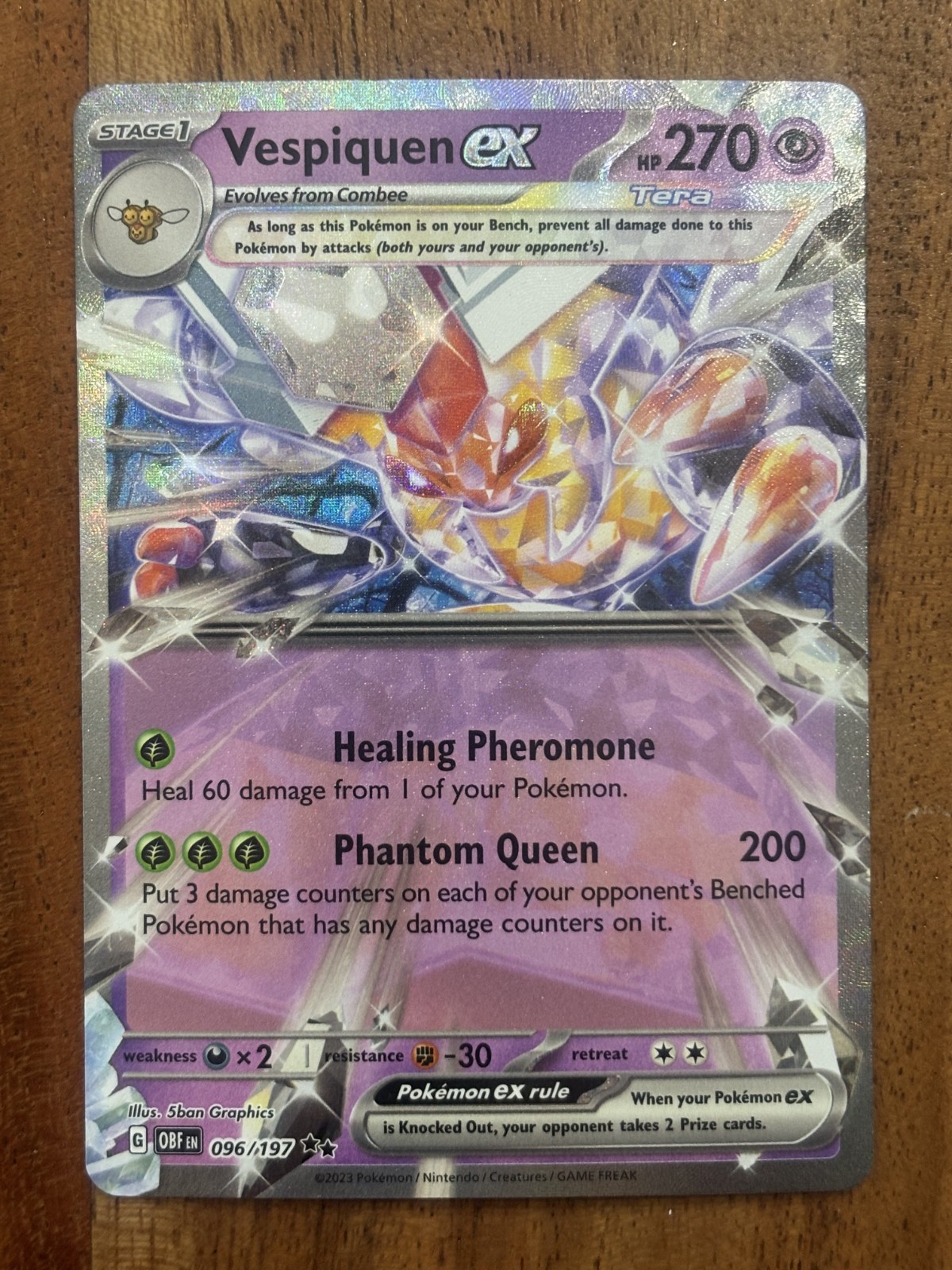 Pokemon TCG Vespiquen ex 096/197 Obsidian Flames Double Rare NM Card