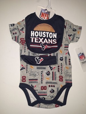 NFL Houston Texans Three Piece Set Baby 3-6 Months Bodysuit Bib Cap NEW