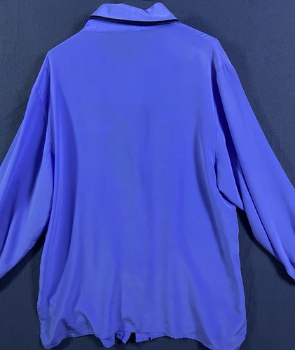 Blusa Top Bob Mackie Para Mujer Seda Manga Larga Abotonada Mariposa Talla L *leer - Imagen 9 de 11