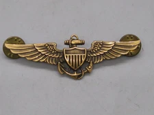 Vtg WWII Balfour 1/20 10K Gold Navy USMC Marines Aviator Pilot 2.75" Wings Badge