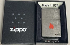 ZIPPO 2017 ZIPPO LOGO AND RED FLAME BRUSHED CHROME LIGHTER SEALED IN BOX d413