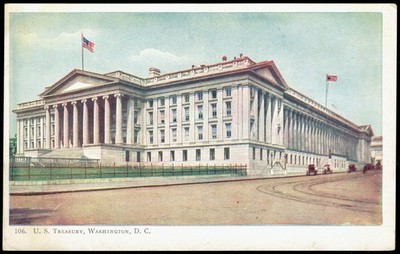 Washington D.C. U.S. Treasury Circa 1901 - 1907 Undivided Back 'Post Card' pc197