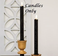 NEW PRIMITIVE LED TAPER CANDLES BLACK TIMER SMOOTHDESIGN 10"Hx 1"D 2 PCS
