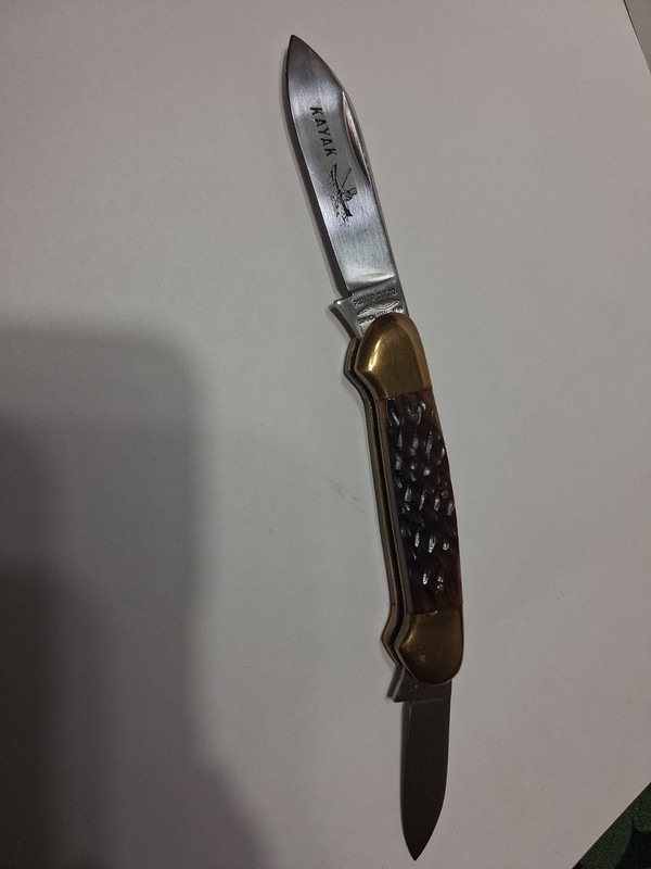 Vintage Parker Japan Kayak Canoe Pocket Knife. Smooth Brass. Nice! Z-15