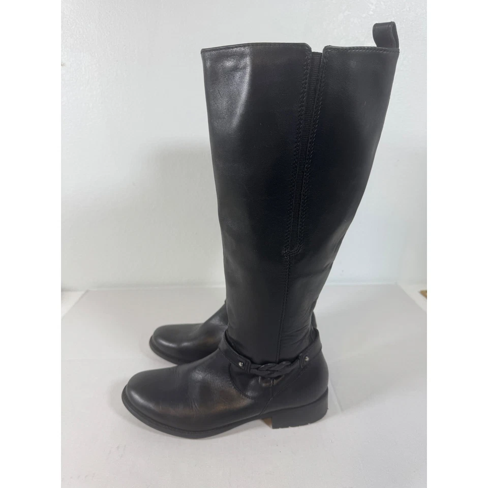 Clarks Plaza Market Black Leather Riding Boots Knee High Womens US 8 EU 39 - Image 3 of 4