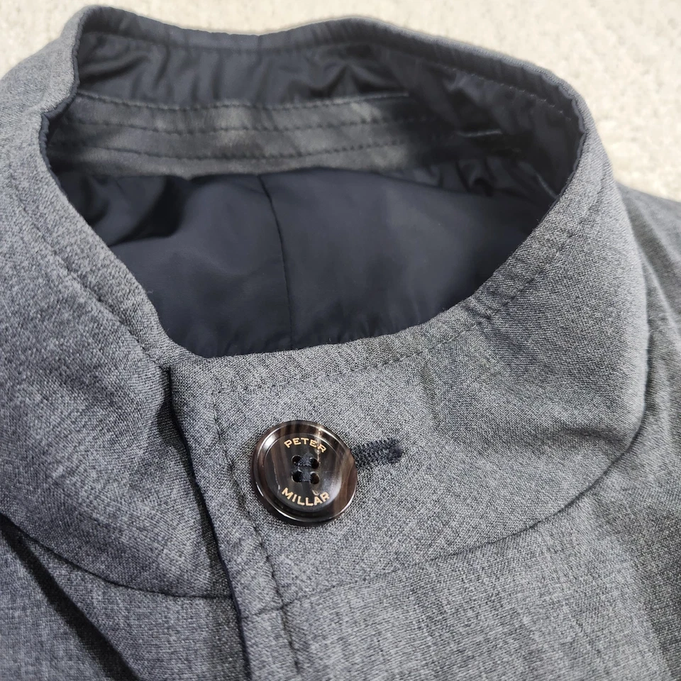 Peter Millar Collection Vest Men Medium Puffer Reversible Wool Leather Trim Blue - Image 4 of 4