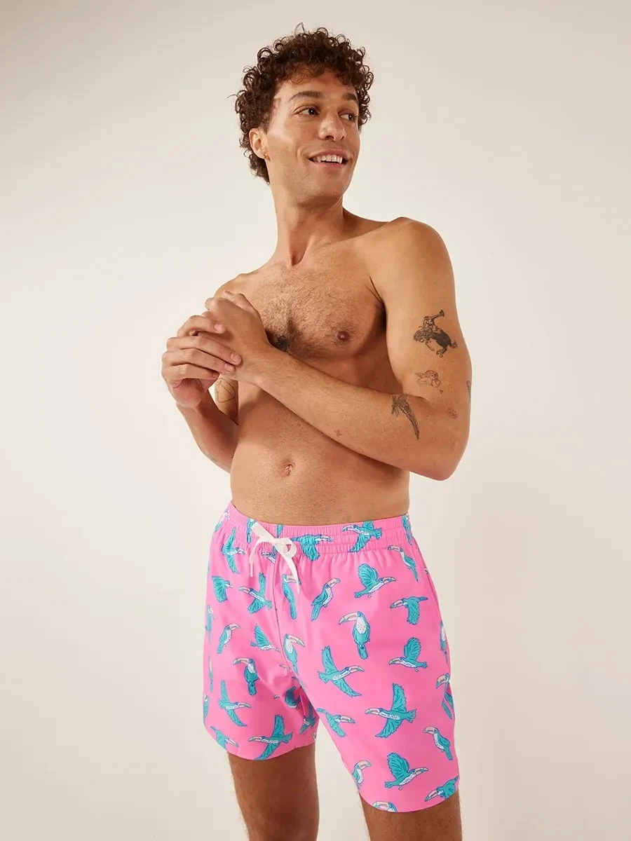 Chubbies Mens Classic Swim Trunks 5.5" Pink Toucan Do It Mesh Lining S/M/L/XL/2X