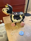 Vintage Wooden Pull Toy ~ Fisher Price ~ Moo-oo Cow #155