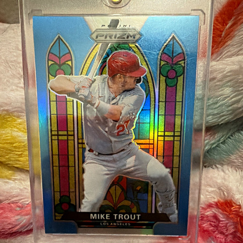 Mike Trout [Carolina Blue Prizm] #SG-1 2021 Panini Prizm Stained Glass card
