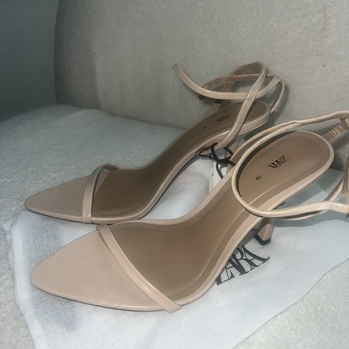 Zara Ankle Strap Open Toe Nude Heels Sz 39( Us 8,5)