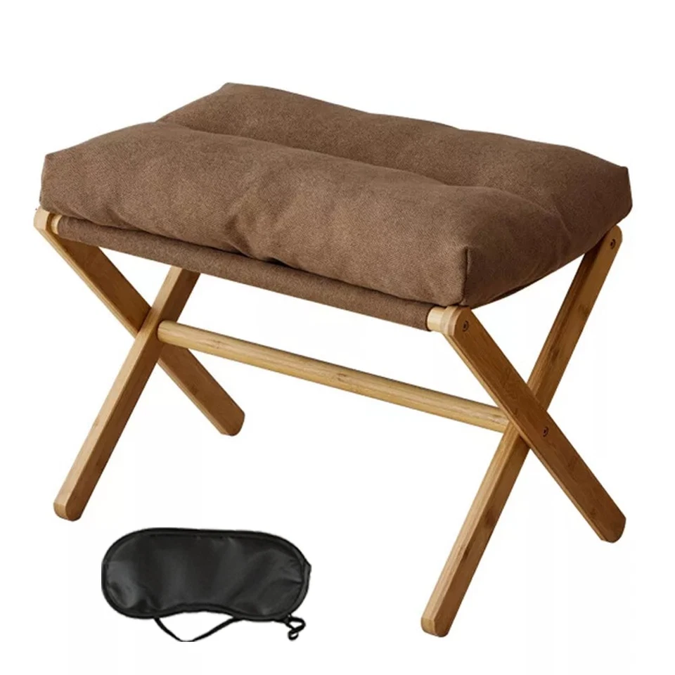 UnderDesk Footstool Chair Stool Rectangle Padded Rest Seat Pouffe Bamboo Legs UK - Image 3 of 4