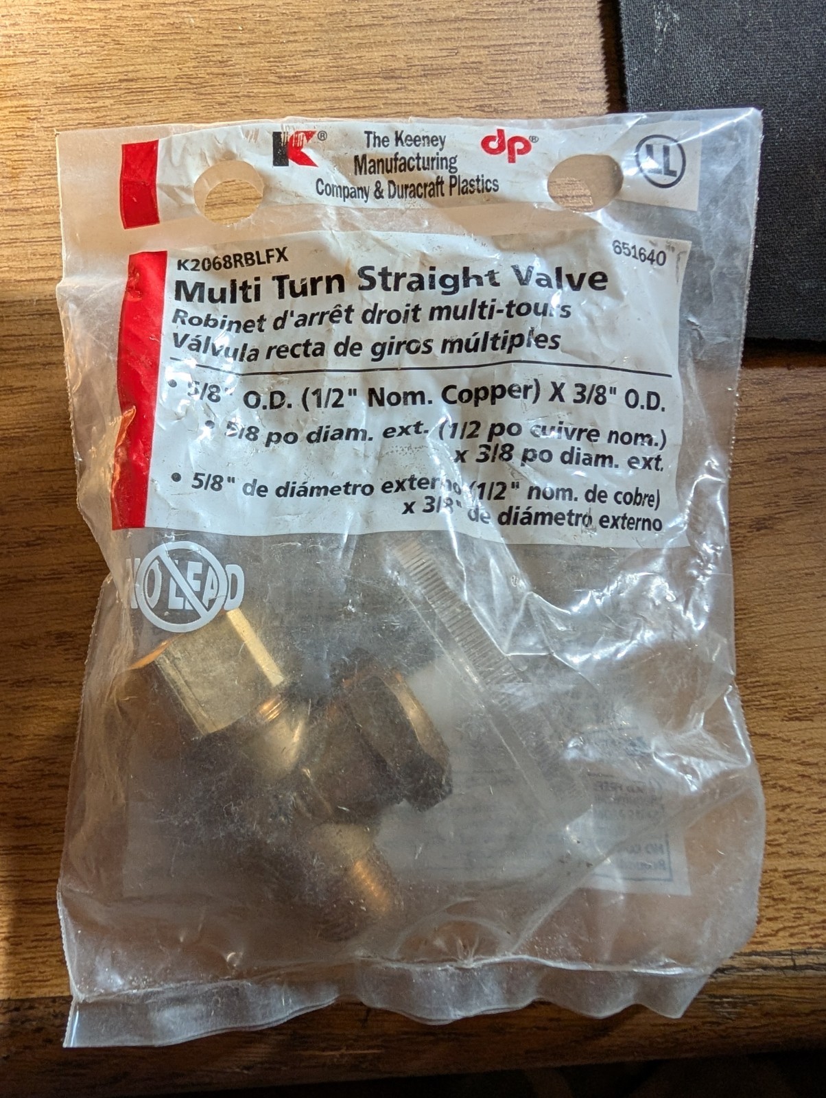 Keeney Multi Turn Straight Valve Shut Off- 1/2'' O.D x 3/8''O.D