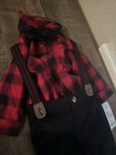 Carter's Baby Boy 6M 3-Piece Pant Set Red  Flannel W/ Suspenders/ Bow Tie NWT — photo 4