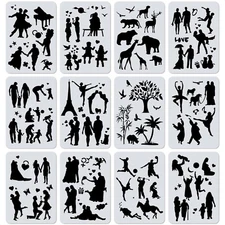 12Pcs Drawing Stencils for Painting on Wood - Large Stencils for Painting on ...