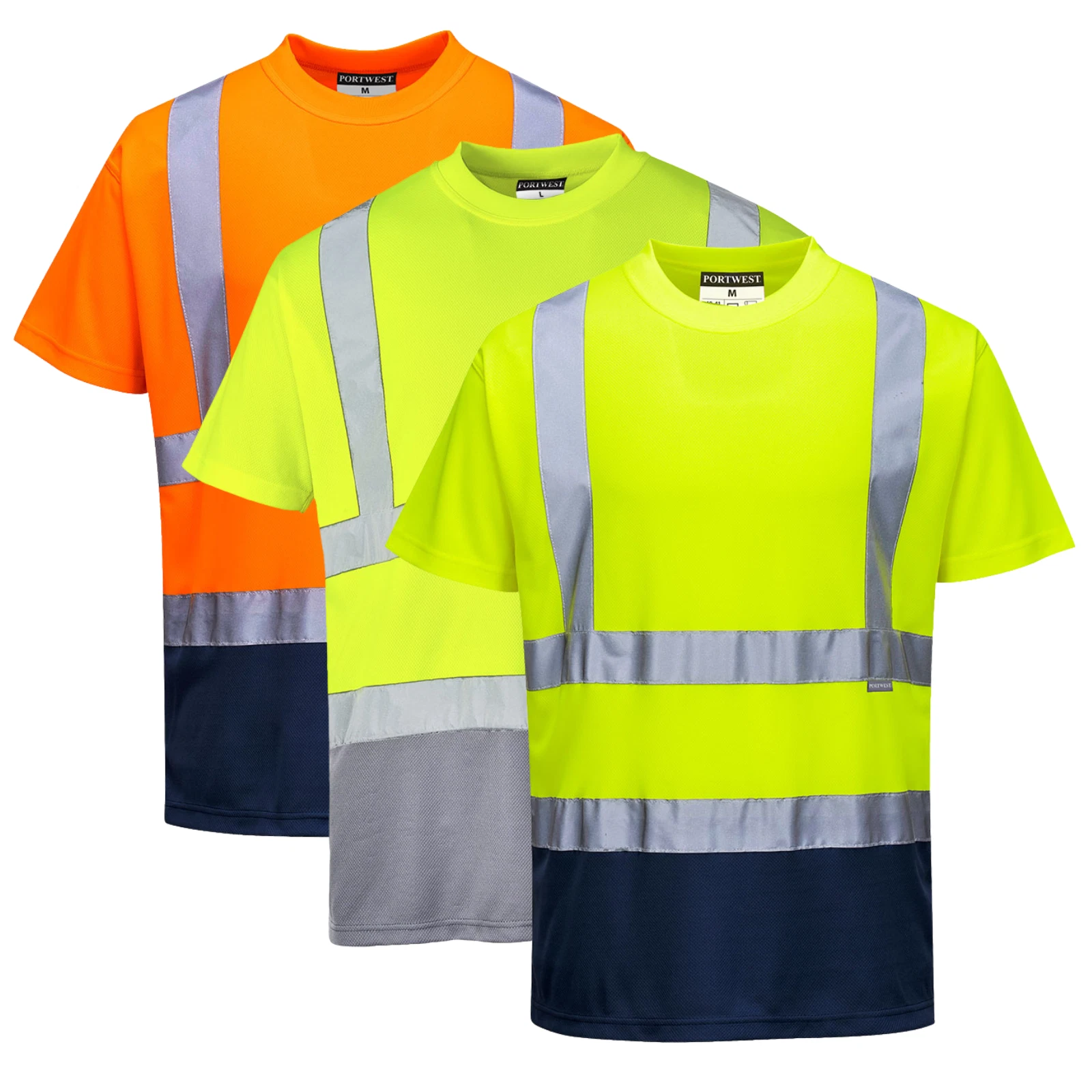 Portwest S378 Hi Vis Contrast T-Shirt Two-Tone Crew Neck Wicking Cool Workwear