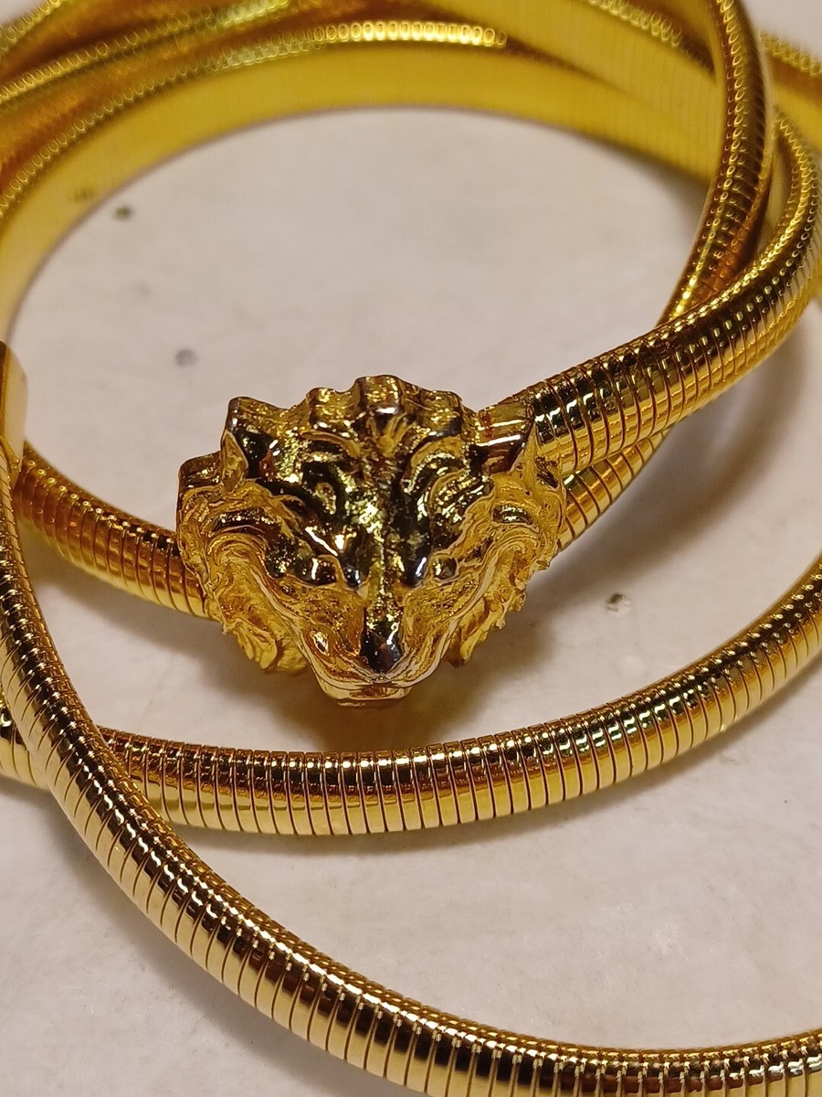 Vintage Designer Gold Lion Head Stretch Belt Accessocraft  display picture 3