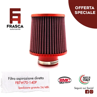 BMC AIR FILTER Filtro Aria Sportivo BMC Conico a Cono Universale Aspirazione Diretta 70 mm