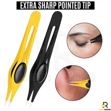 Professional Pointed Tweezers for Ingrown Hair Stainless Steel Sharp Tweezers 2x