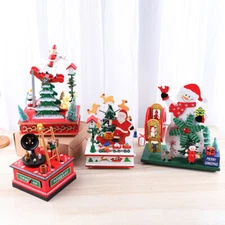 Christmas Gift Wooden Music Box Vintage Carousel Home Decoration Holiday